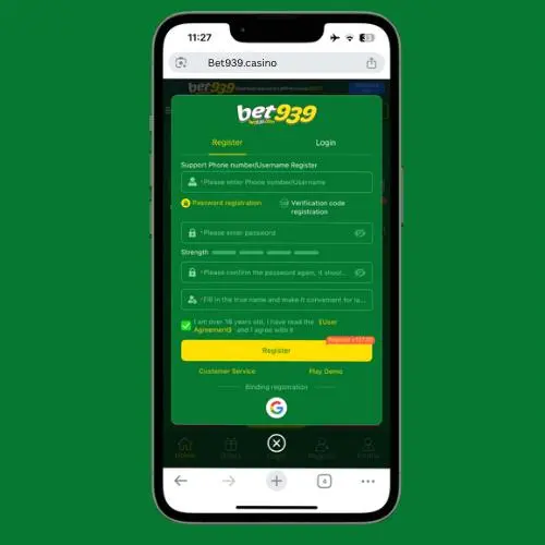 Bet939 register page new account sign up form